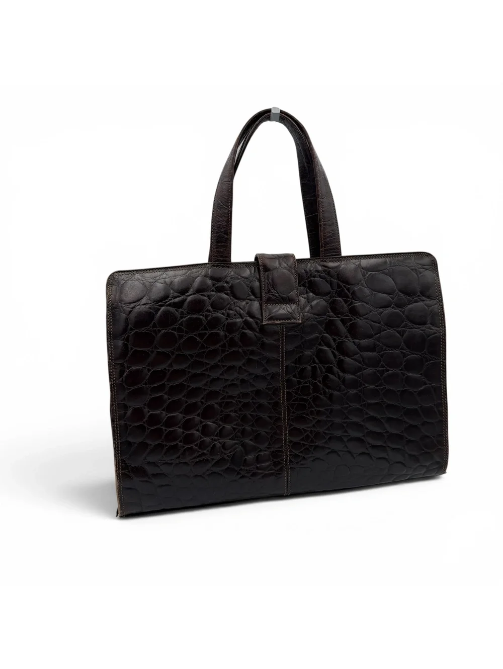 Vtg Francesco Biasia Genuine Leather Crocodile Embossed Tote Bag Made in Italy